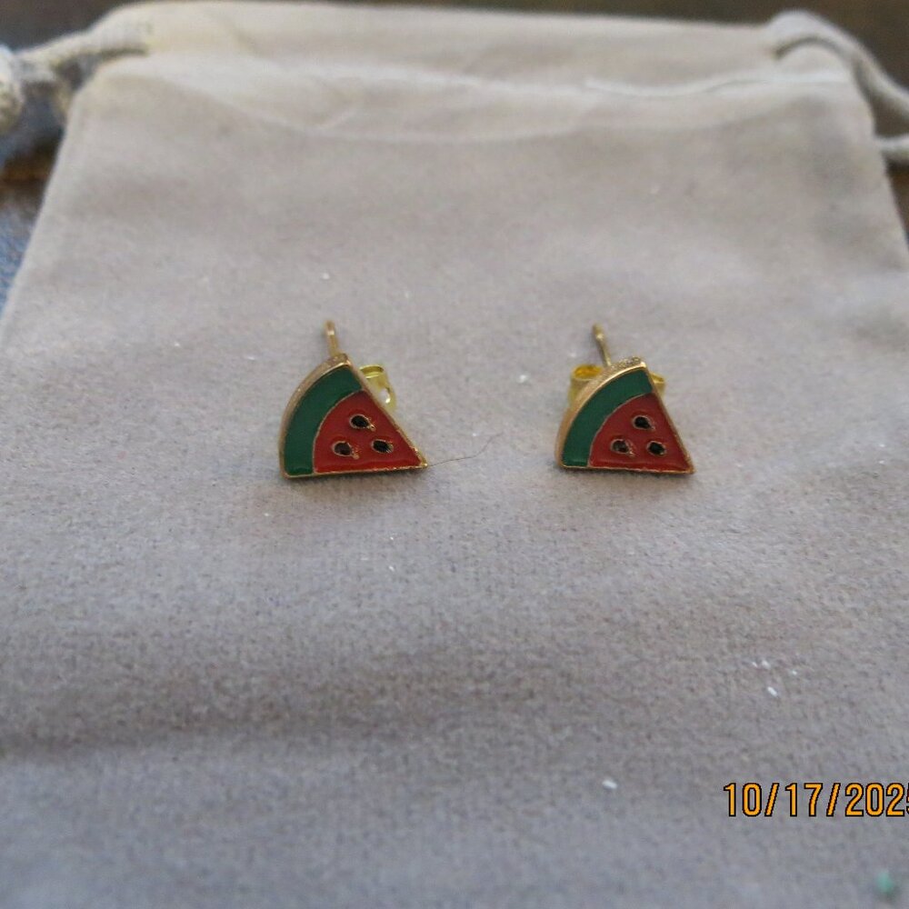 Summer Inspired Watermelon Slices Pop Art Stud Earrings